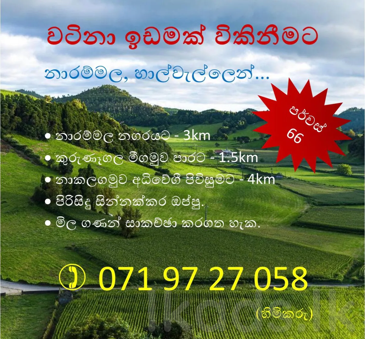 Land for Sale in Narammala - Halwella