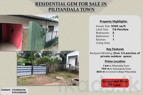 Residential Gem for Sale in Piliyandala Town | 7.8 Perches