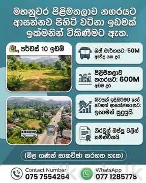 Kandy – Pilimathalawa – Valuable Land for Sale – 10 Perches