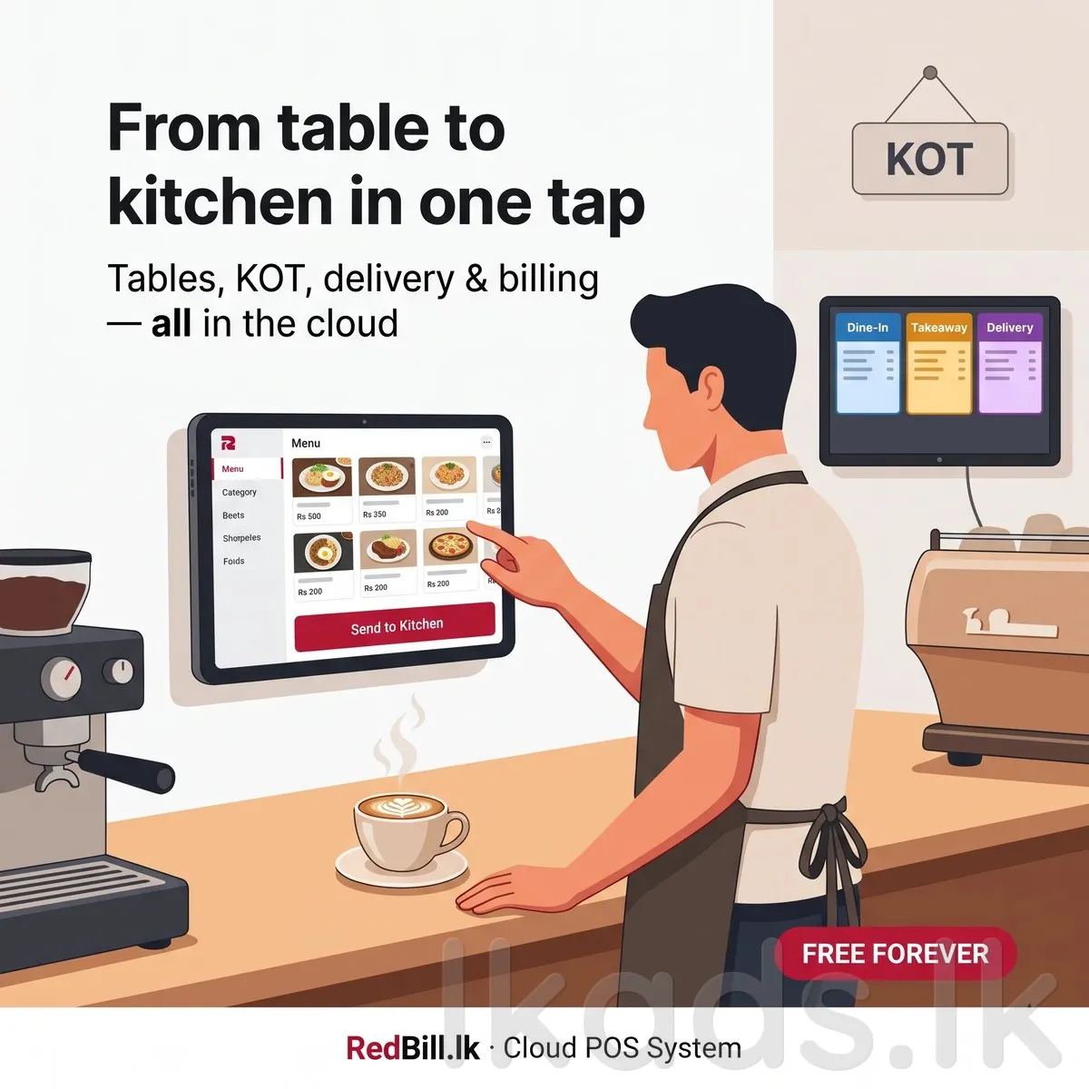 Restaurant & Cafe POS Billing System - Free Cloud Software photo 2