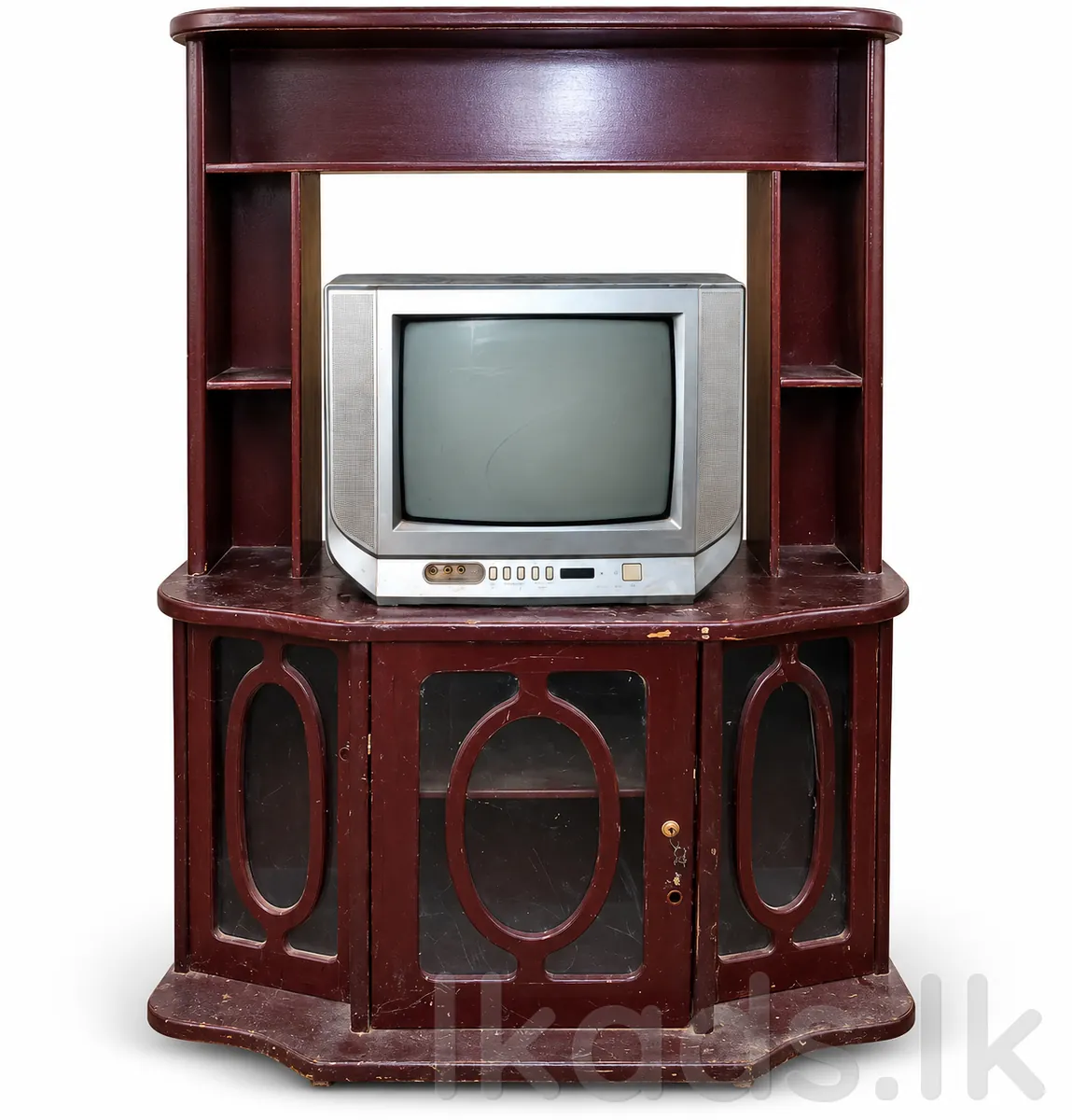 Display cupboard, TV cabinet with CRT television, and flat-screen TV photo 3