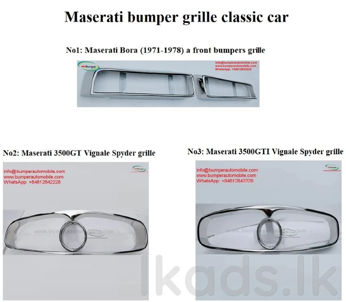 Maserati bumper and grill classic car