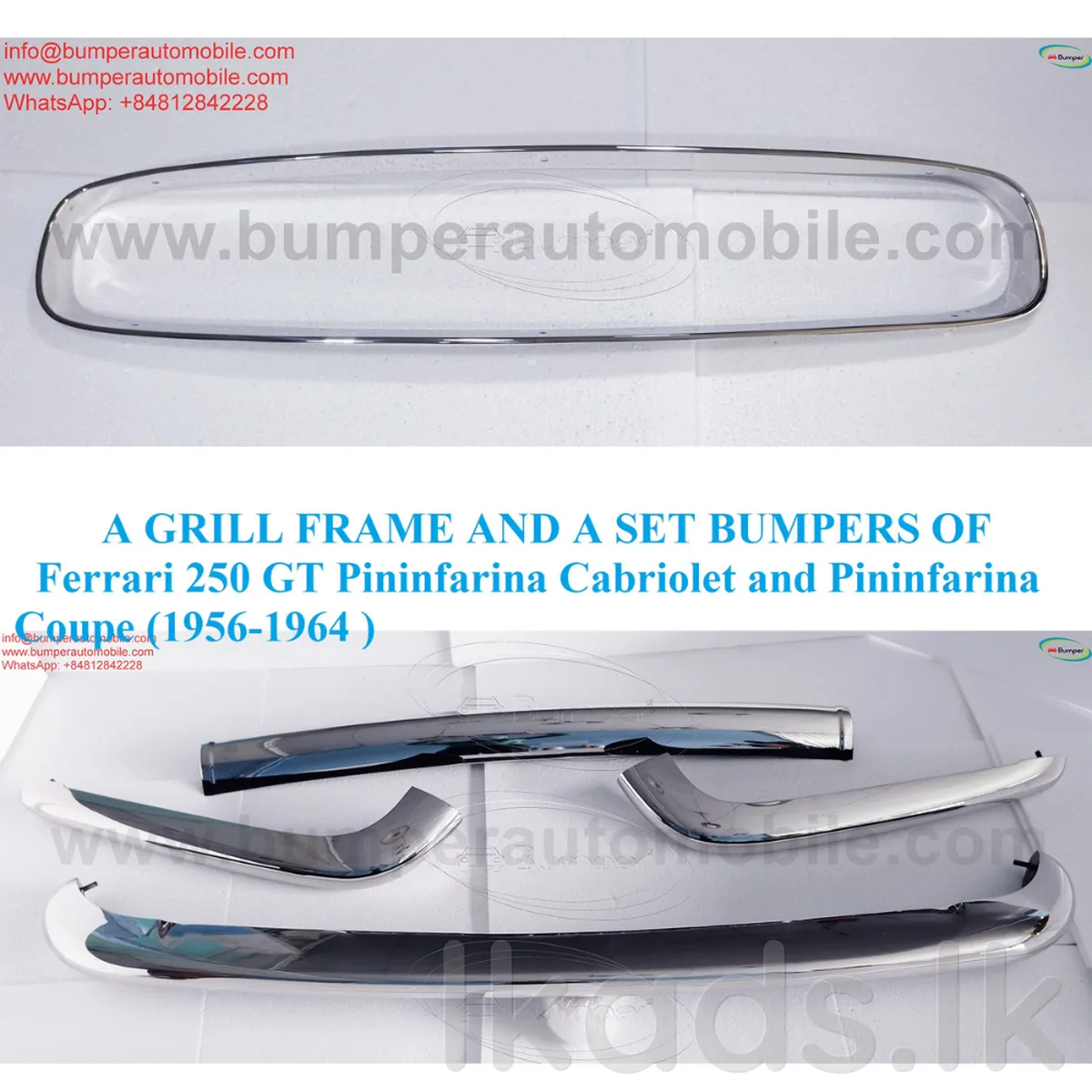 Ferrari 250 GT Coupé Cabriolet Pininfarina S2 (1956 to 1964) bumper and grill frame classic car