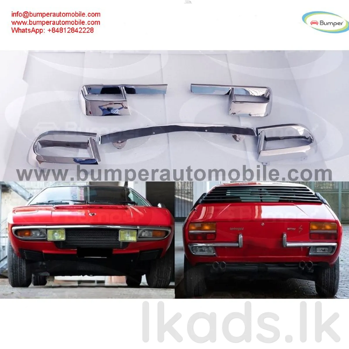 Lamborghini Espada a front bumper (1968 to 1978) by stainless steel new photo 3